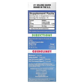 Thành phần vi chất của Sovereign Silver Kids Bio-Active Silver Hydrosol Daily+ Immune Support Ages 4+ 10 PPM 4 fl oz (118 ml) 684088234313