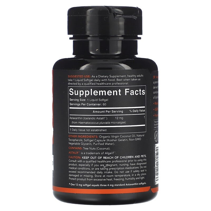 Sports Research Astaxanthin Triple Strength 12 mg 60 Softgels 2 Thành phần vi chất của Sports Research Astaxanthin Triple Strength 12 mg 60 Softgels 023249012566
