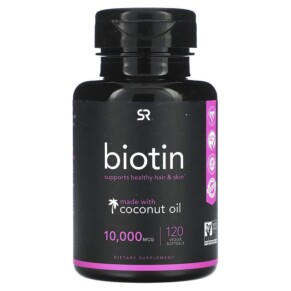 Thực phẩm chức năng Sports Research Biotin with Coconut Oil 10.000 mcg 120 Veggie Softgels 023249010159