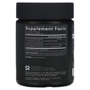 Thành phần vi chất của Sports Research C3 Complex Turmeric Curcumin 500 mg 60 Softgels 023249004585