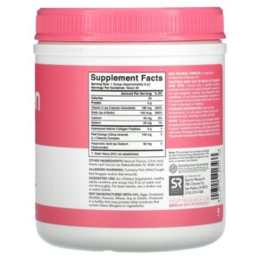 Thành phần vi chất của Sports Research Collagen Beauty Complex Marine Collagen Strawberry Lemonade 6.34 oz (180 g) 023249013433