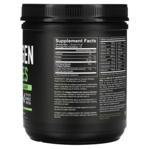 Thành phần vi chất của Sports Research Collagen Peptides Hydrolyzed Type I & III Collagen Matcha Green Tea 10.16 oz (288 g) 023249011712
