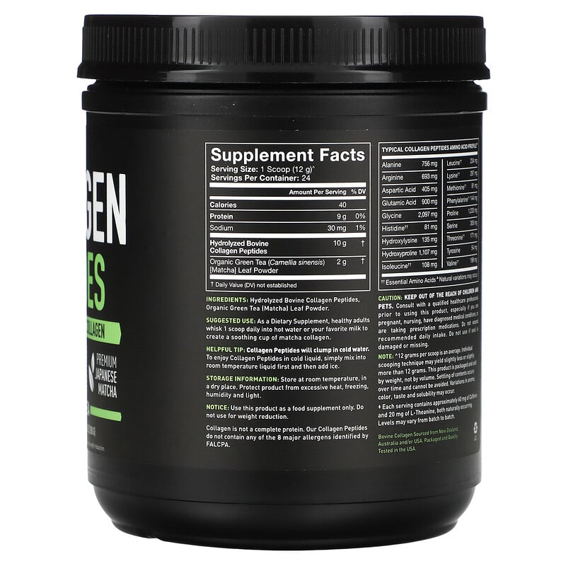 Sports Research Collagen Peptides Hydrolyzed Type I & III Collagen Matcha Green Tea 10.16 oz (288 g) 2 Thành phần vi chất của Sports Research Collagen Peptides Hydrolyzed Type I & III Collagen Matcha Green Tea 10.16 oz (288 g) 023249011712