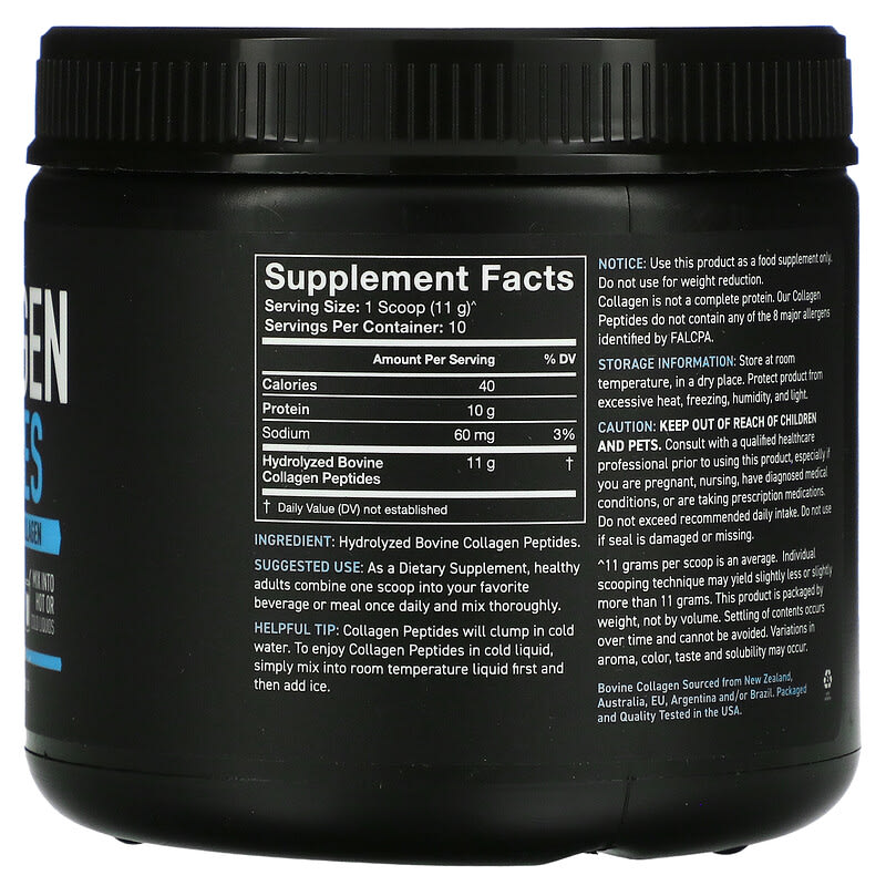 Sports Research Collagen Peptides Hydrolyzed Type I & III Collagen Unflavored 3.9 oz (110.7 g) 2 Thành phần vi chất của Sports Research Collagen Peptides Hydrolyzed Type I & III Collagen Unflavored 3.9 oz (110.7 g) 023249012641