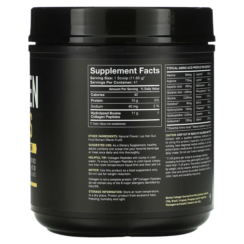 Sports Research Collagen Peptides Hydrolyzed Type I & III Collagen Vanilla 16.85 oz (477.65 g) 2 Thành phần vi chất của Sports Research Collagen Peptides Hydrolyzed Type I & III Collagen Vanilla 16.85 oz (477.65 g) 023249010296