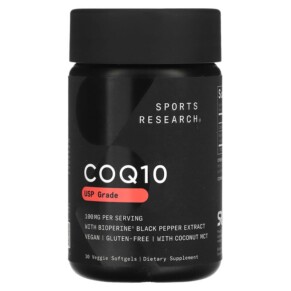 Thực phẩm chức năng Sports Research CoQ10 USP Grade with Bioperine 100 mg 30 Veggie Softgels 023249011415
