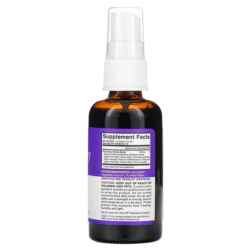 Sports Research Elderberry Sambucus Complex Liquid Spray 1.040 mg 2 fl oz (60 ml) 2 Thành phần vi chất của Sports Research Elderberry Sambucus Complex Liquid Spray 1.040 mg 2 fl oz (60 ml) 023249090069