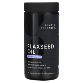 Thực phẩm chức năng Sports Research Flaxseed Oil 1.200 mg 180 Veggie Softgels 023249011255