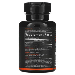 Thành phần vi chất của Sports Research Icelandic Astaxanthin 6 mg 120 Softgels 023249012702