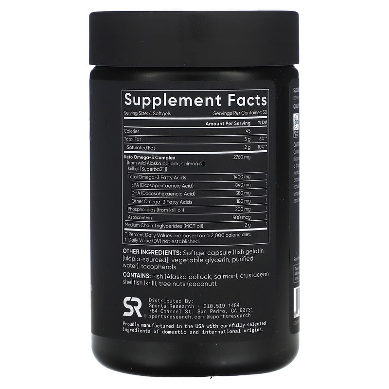 Sports Research Keto Omega-3 with Salmon Oil 120 Softgels 2 Thành phần vi chất của Sports Research Keto Omega-3 with Salmon Oil 120 Softgels 023249012337
