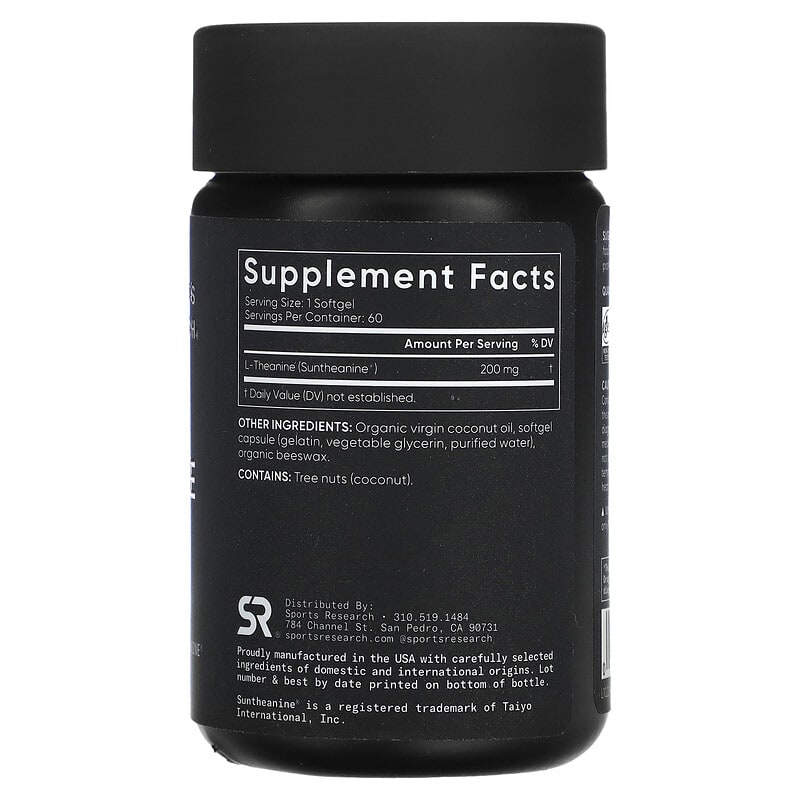 Sports Research L-Theanine Double Strength 200 mg 60 Softgels 2 Thành phần vi chất của Sports Research L-Theanine Double Strength 200 mg 60 Softgels 023249010173