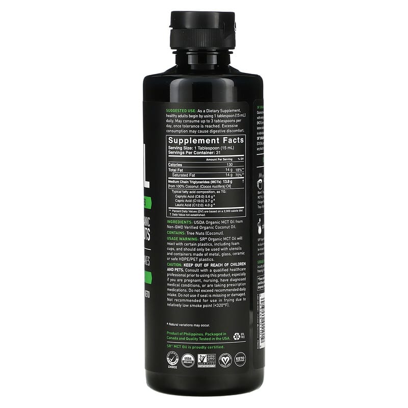 Sports Research MCT Oil Unflavored 16 fl oz (473 ml) 2 Thành phần vi chất của Sports Research MCT Oil Unflavored 16 fl oz (473 ml) 023249011019