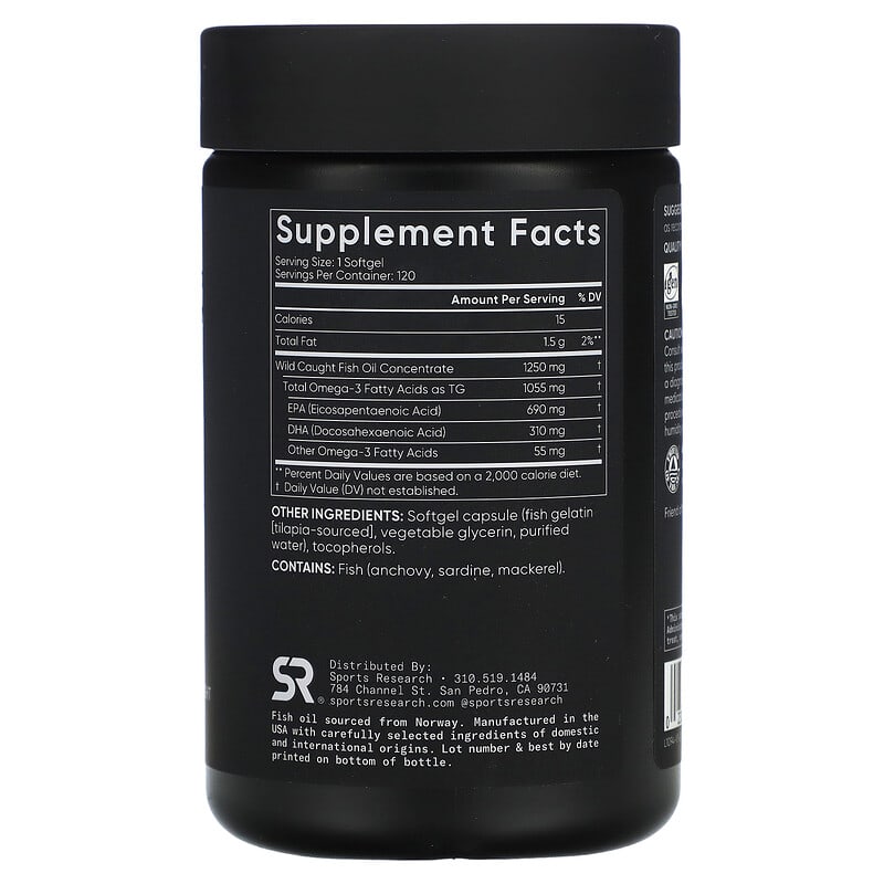 Sports Research Omega-3 Fish Oil Triple Strength 120 Softgels 2 Thành phần vi chất của Sports Research Omega-3 Fish Oil Triple Strength 120 Softgels 023249091141