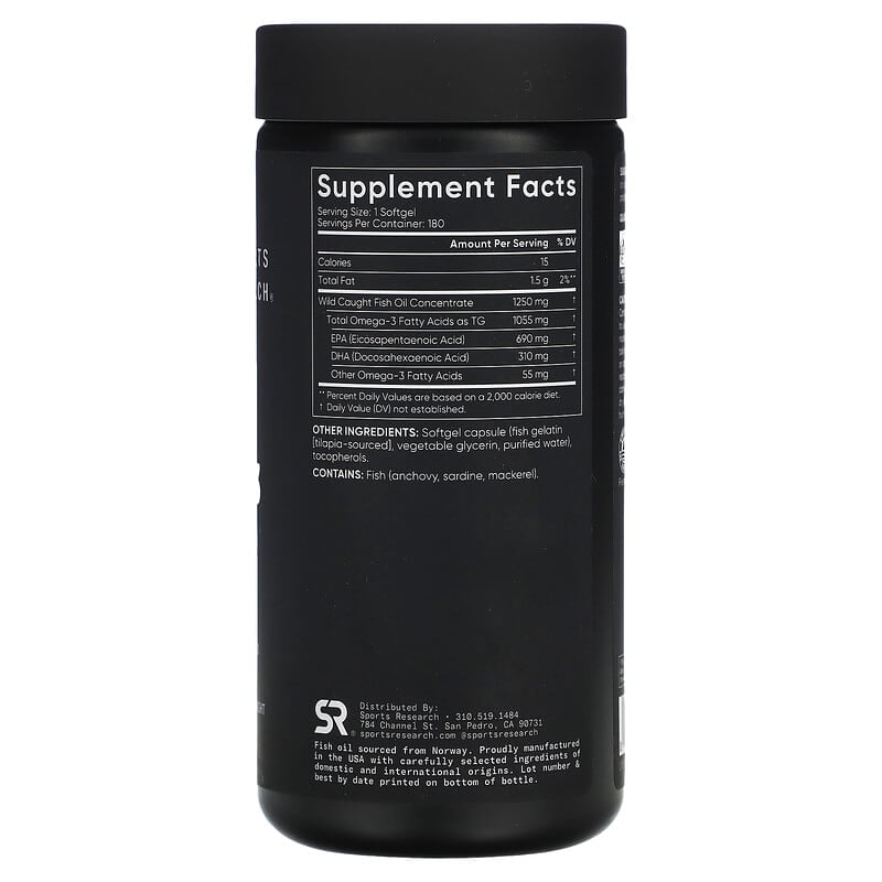 Sports Research Omega-3 Fish Oil Triple Strength 180 Softgels 2 Thành phần vi chất của Sports Research Omega-3 Fish Oil Triple Strength 180 Softgels 023249091530