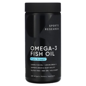 Thực phẩm chức năng Sports Research Omega-3 Fish Oil Triple Strength 180 Softgels 023249091530