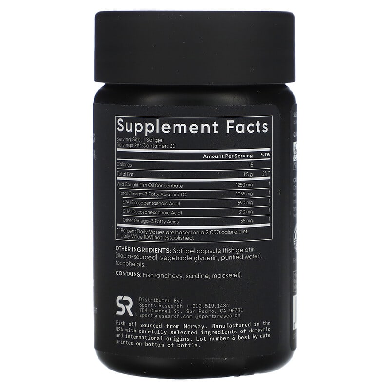 Sports Research Omega-3 Fish Oil Triple Strength 30 Softgels 2 Thành phần vi chất của Sports Research Omega-3 Fish Oil Triple Strength 30 Softgels 023249091523