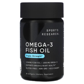 Thực phẩm chức năng Sports Research Omega-3 Fish Oil Triple Strength 30 Softgels 023249091523
