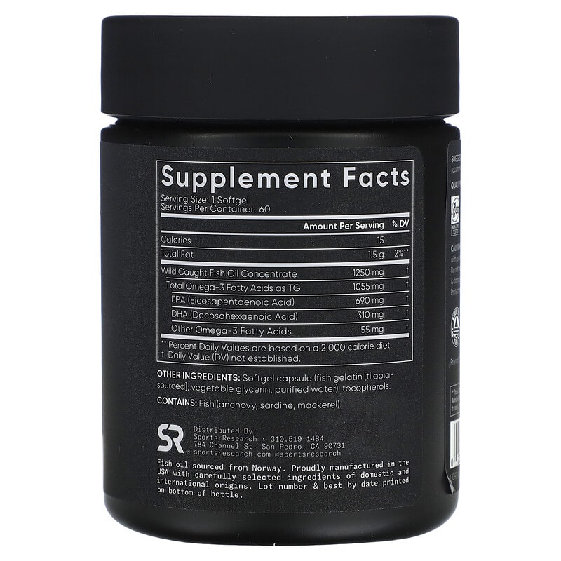 Sports Research Omega-3 Fish Oil Triple Strength 60 Softgels 2 Thành phần vi chất của Sports Research Omega-3 Fish Oil Triple Strength 60 Softgels 023249091134