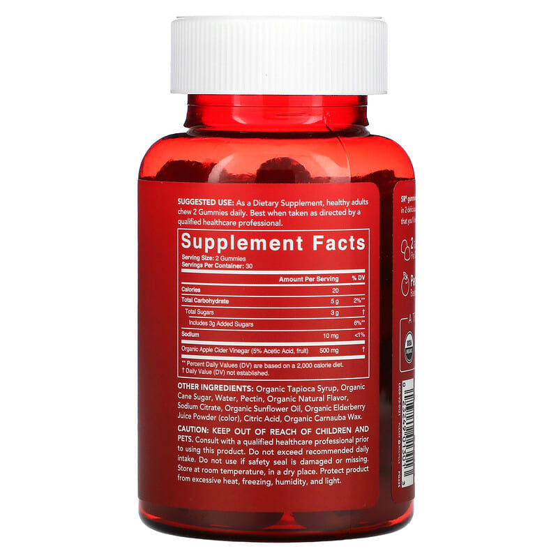 Sports Research Organic Apple Cider Vinegar with the Mother Natural Apple 60 Gummies 2 Thành phần vi chất của Sports Research Organic Apple Cider Vinegar with the Mother Natural Apple 60 Gummies 023249013013