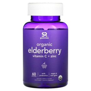 Thực phẩm chức năng Sports Research Organic Elderberry Vitamin C + Zinc Natural Berry 60 Gummies 023249013495