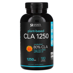 Thực phẩm chức năng Sports Research Plant Based CLA 1250 1.250 mg 180 Veggie Softgels 023249004387