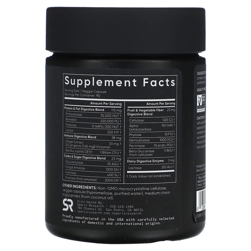 Sports Research Plant-Based Digestive Enzymes 90 Veggie Capsules 2 Thành phần vi chất của Sports Research Plant-Based Digestive Enzymes 90 Veggie Capsules 023249090205