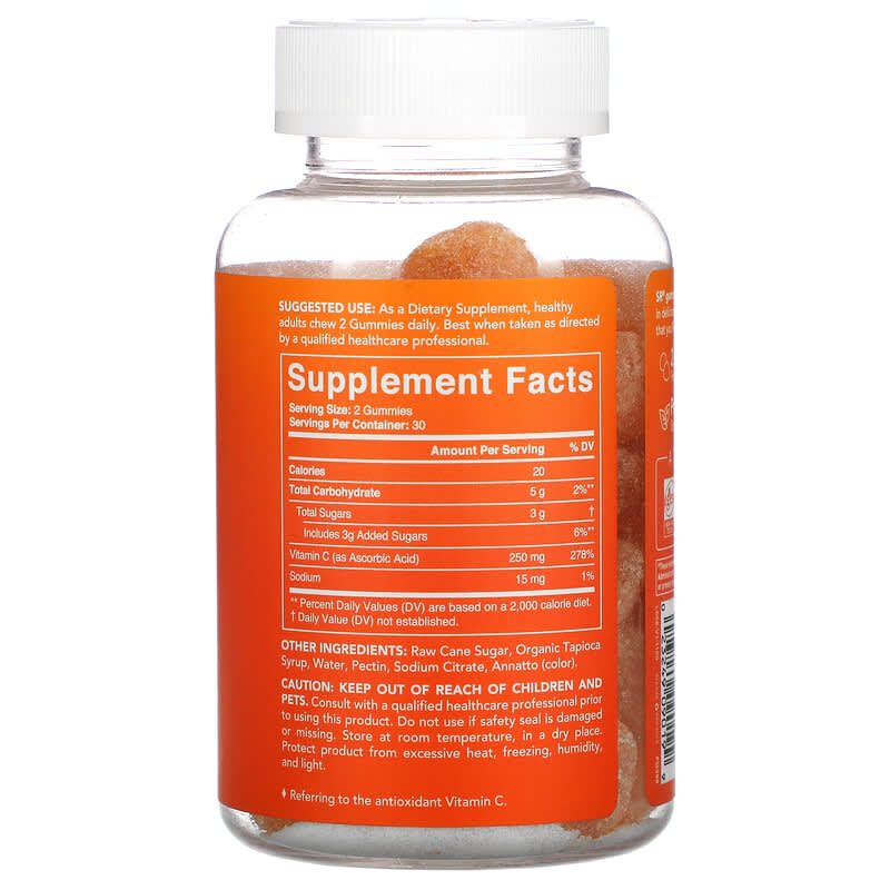 Sports Research Vitamin C Antioxidant Support Natural Orange 60 Gummies 2 Thành phần vi chất của Sports Research Vitamin C Antioxidant Support Natural Orange 60 Gummies 023249090199