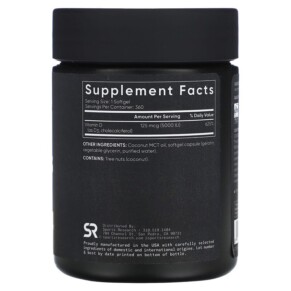 Thành phần vi chất của Sports Research Vitamin D3 Extra Strength 125 mcg (5.000 IU) 360 Softgels 023249004363