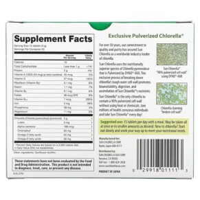 Thành phần vi chất của Sun Chlorella Chlorella Supplement 200 mg 300 Tablets 029918011113