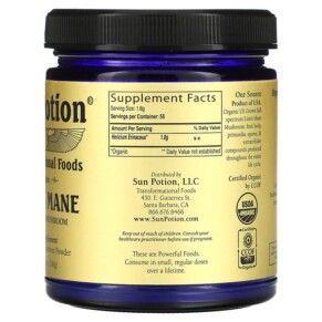 Thành phần vi chất của Sun Potion Organic Lion's Mane 3.5 oz (100 g) 850001146104