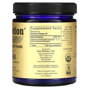 Thành phần vi chất của Sun Potion Organic Reishi Queen Healer Mushroom 3.5 oz (100 g) 850001146197