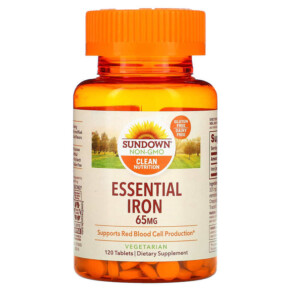Thực phẩm chức năng Sundown Naturals Essential Iron 65 mg 120 Tablets 030768412838