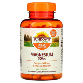Thực phẩm chức năng Sundown Naturals Magnesium 500 mg 180 Coated Caplets 030768301736