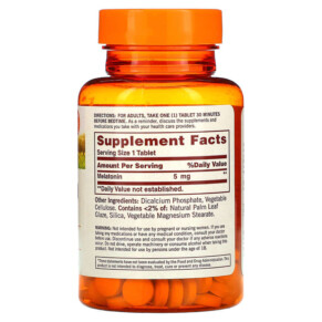 Thành phần vi chất của Sundown Naturals Melatonin 5 mg 90 Tablets 030768157456