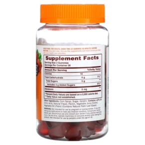 Thành phần vi chất của Sundown Naturals Melatonin Gummies Strawberry 2.5 mg 60 Gummies 030768535032