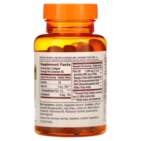 Thành phần vi chất của Sundown Naturals Odor-Less Fish Oil 645 mg 72 Coated Mini Softgels 030768186739