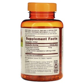 Thành phần vi chất của Sundown Naturals Odorless Garlic Extract 1.000 mg 250 Softgels 030768055332