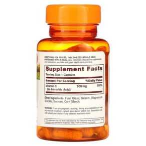 Thành phần vi chất của Sundown Naturals Vitamin C Timed Release 500 mg 90 Capsules 030768905262