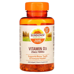 Thực phẩm chức năng Sundown Naturals Vitamin D3 25 mcg (1.000 IU) 400 Softgels 030768199951