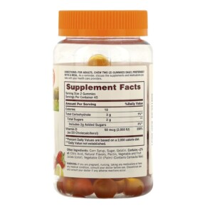 Thành phần vi chất của Sundown Naturals Vitamin D3 Gummies Strawberry Orange & Lemon Flavored 25 mcg (1.000 IU) 90 Gummies 030768534912