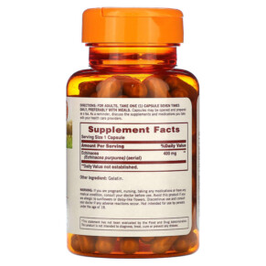 Thành phần vi chất của Sundown Naturals Whole Herb Echinacea 400 mg 100 Capsules 030768003395