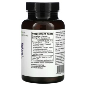 Thành phần vi chất của Sunfood Digestive Enzymes 700 mg 90 Vegi Caps 803813010521