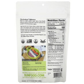 Thành phần vi chất của Sunfood Organic Acai Powder 4 oz (113 g) 803813806018