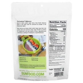 Thành phần vi chất của Sunfood Organic Acai Powder 8 oz (227 g) 803813806001