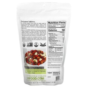 Thành phần vi chất của Sunfood Organic Cacao Nibs 8 oz (227 g) 803813030208