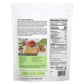Thành phần vi chất của Sunfood Organic Cacao Powder 8 oz (227 g) 803813030512