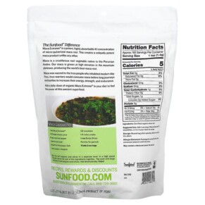 Thành phần vi chất của Sunfood Organic Maca Extreme 8 oz (227 g) 803813906121