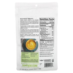 Thành phần vi chất của Sunfood Organic Turmeric Powder 4 oz (113 g) 803813101816