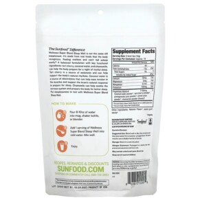Thành phần vi chất của Sunfood Organic Wellness Super Blend Sleep Well 8 oz (227 g) 803813102905