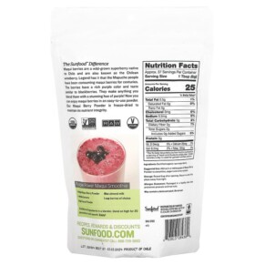 Thành phần vi chất của Sunfood Superfoods Raw Organic Maqui Berry Powder 8 oz (227 g) 803813284380